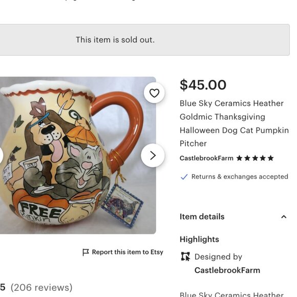 BlueSky Ceramic 'Free Punkin Juice' Hand Crafted Decorative Or Usable Pitcher - Picture 10 of 10